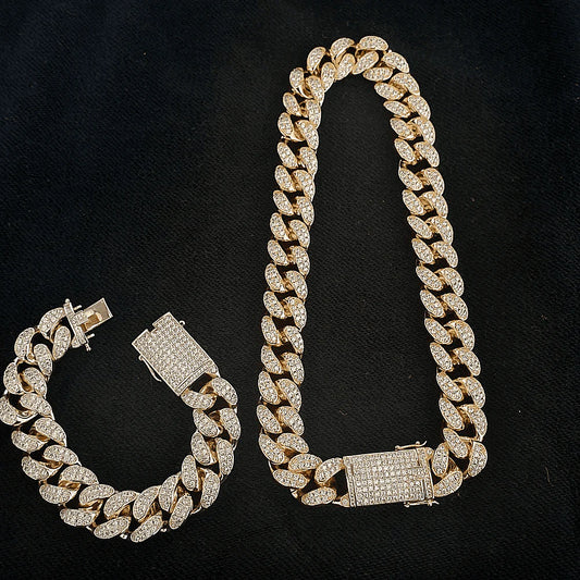 12mm Pave Cuban link chain & Bracelet