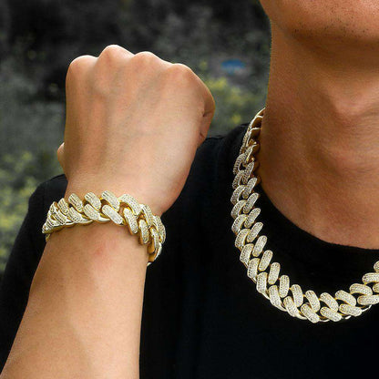 12mm Pave Cuban link chain & Bracelet